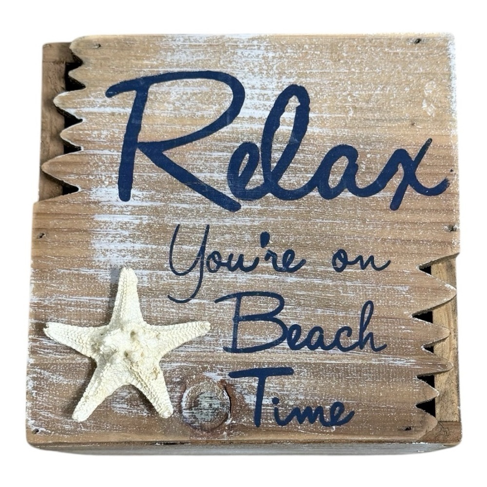 Beach Time Wooden Decor Box Perfect For Beach Badges Or Shells From Vacation - Picture 4 of 6